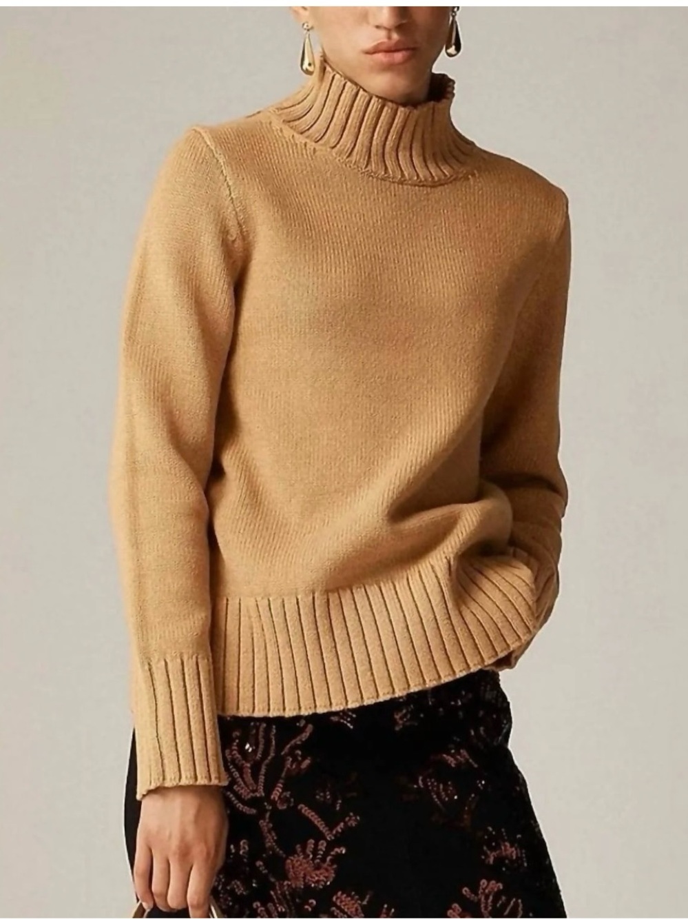 J.Crew - Cotton Turtleneck Sweater Size M Camel